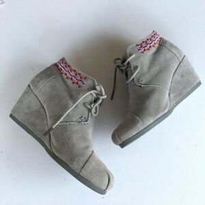 Toms Kala Lace Up Wedge Ankle‎ Boot Booties Size 8